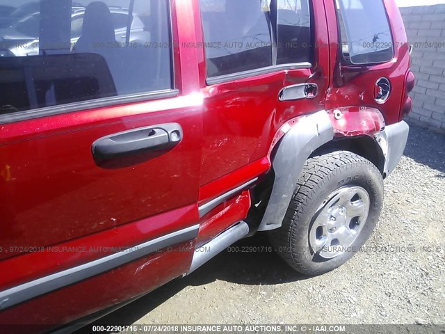 1J4GL48K06W210990 - 2006 JEEP LIBERTY SPORT RED photo 6