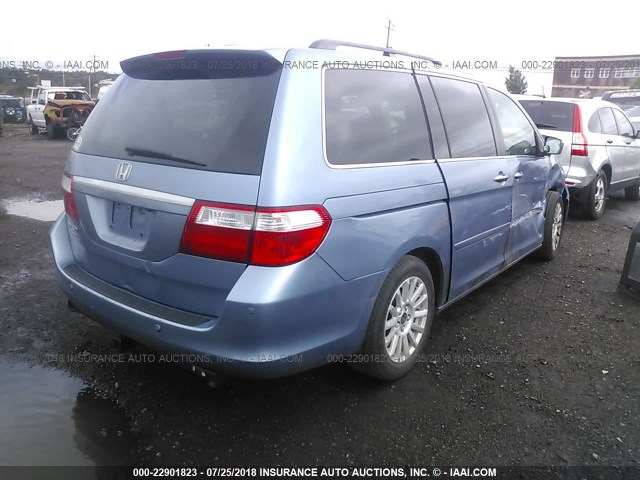 5FNRL38886B068325 - 2006 HONDA ODYSSEY TOURING BLUE photo 4