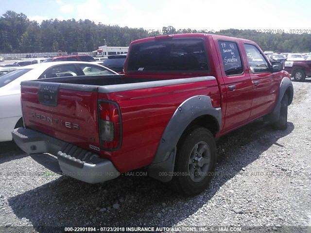 1N6ED27T51C359735 - 2001 NISSAN FRONTIER CREW CAB XE/CREW CAB SE RED photo 4