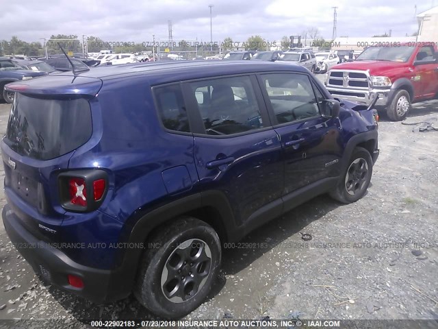 ZACCJBAT4GPC79052 - 2016 JEEP RENEGADE SPORT Կապույտ լուսանկար 4