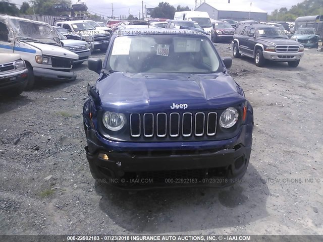 ZACCJBAT4GPC79052 - 2016 JEEP RENEGADE SPORT Կապույտ լուսանկար 6