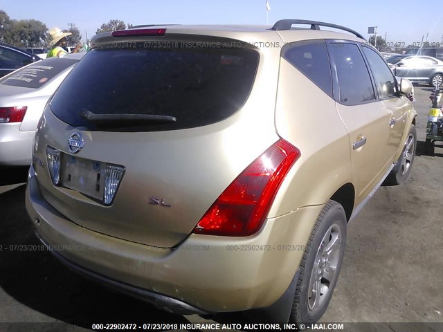 JN8AZ08T74W222891 - 2004 NISSAN MURANO SL/SE GOLD photo 4