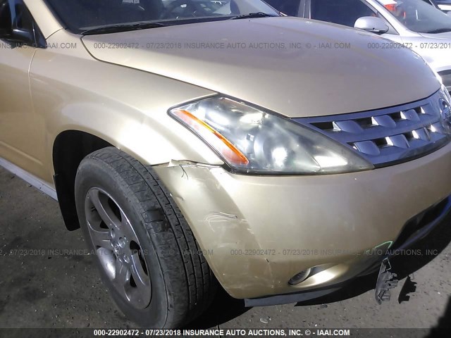 JN8AZ08T74W222891 - 2004 NISSAN MURANO SL/SE GOLD photo 6