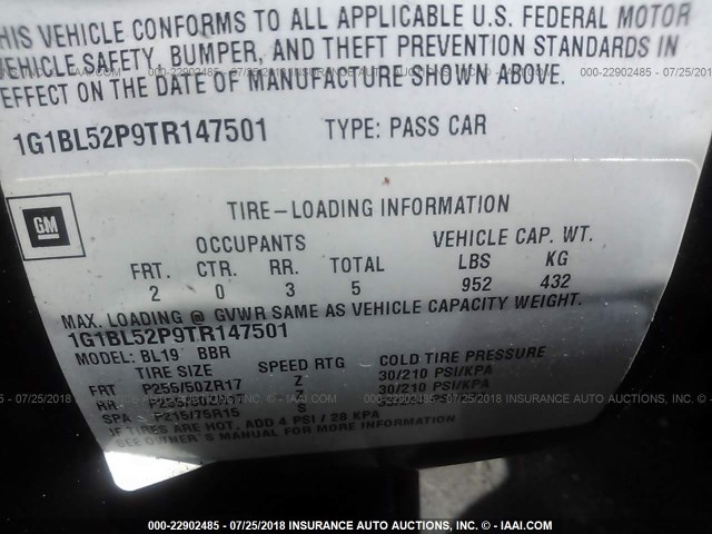 1G1BL52P9TR147501 - 1996 CHEVROLET CAPRICE / IMPALA CLASSIC/SS BURGUNDY photo 9