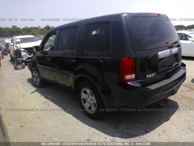 5FNYF3H28CB026697 - 2012 HONDA PILOT LX BLACK photo 3