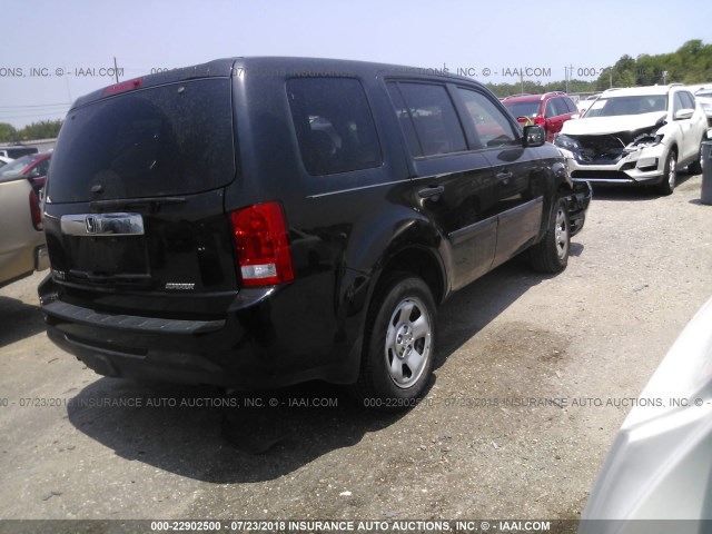 5FNYF3H28CB026697 - 2012 HONDA PILOT LX BLACK photo 4