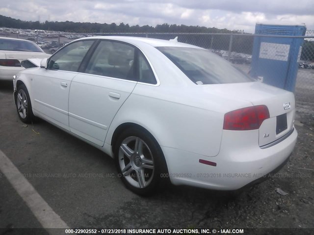 WAUDF78E77A016478 - 2007 AUDI A4 2.0T QUATTRO WHITE photo 3