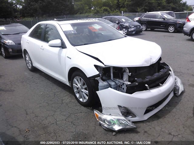 4T1BD1FK4CU047021 - 2012 TOYOTA CAMRY HYBRID/LE/XLE WHITE photo 1