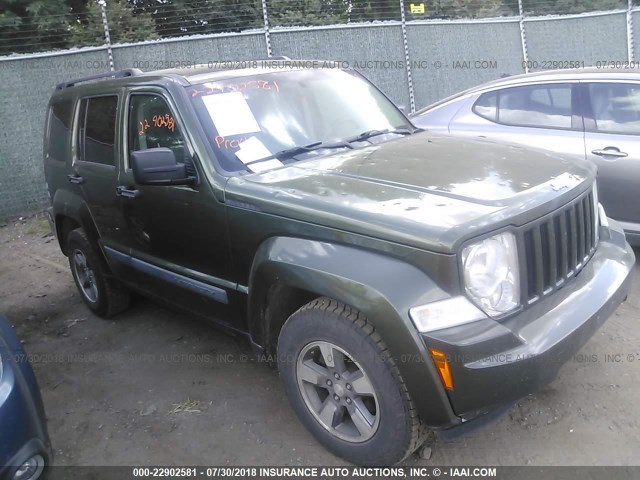 1J8GN28K88W213216 - 2008 JEEP LIBERTY SPORT GREEN photo 1