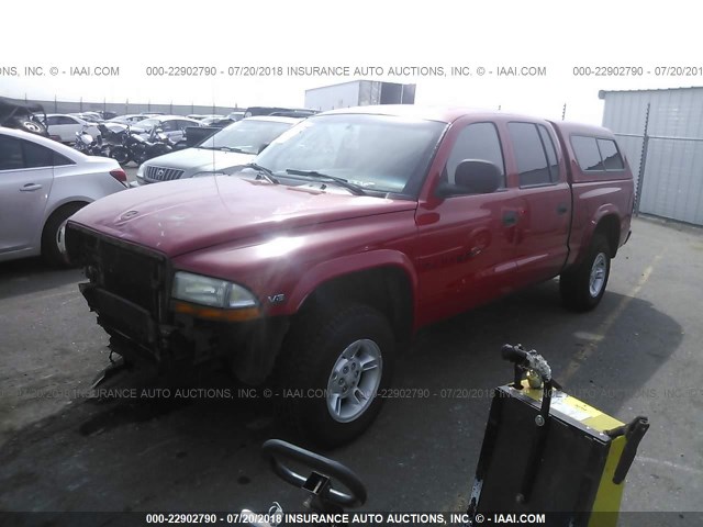 1B7GG2AN8YS706410 - 2000 DODGE DAKOTA QUAD RED photo 2