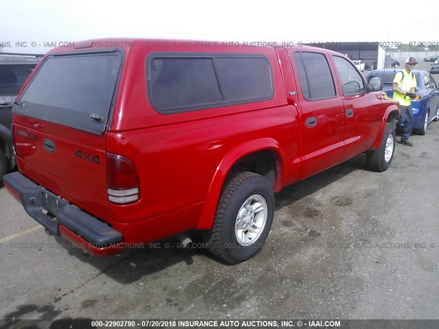 1B7GG2AN8YS706410 - 2000 DODGE DAKOTA QUAD RED photo 4