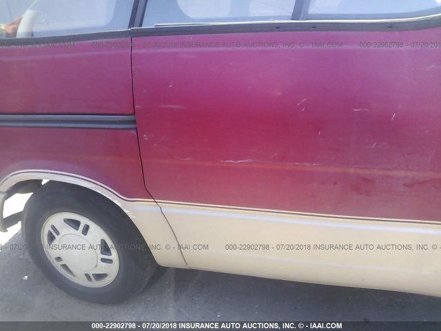 1FMDA11U9NZB24935 - 1992 FORD AEROSTAR MAROON photo 6