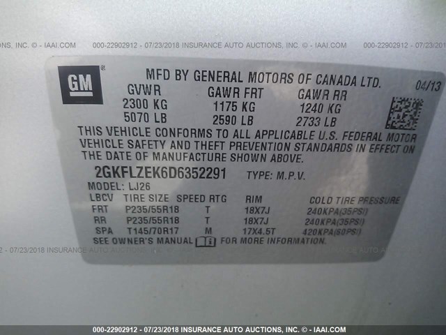 2GKFLZEK6D6352291 - 2013 GMC TERRAIN DENALI SILVER photo 9