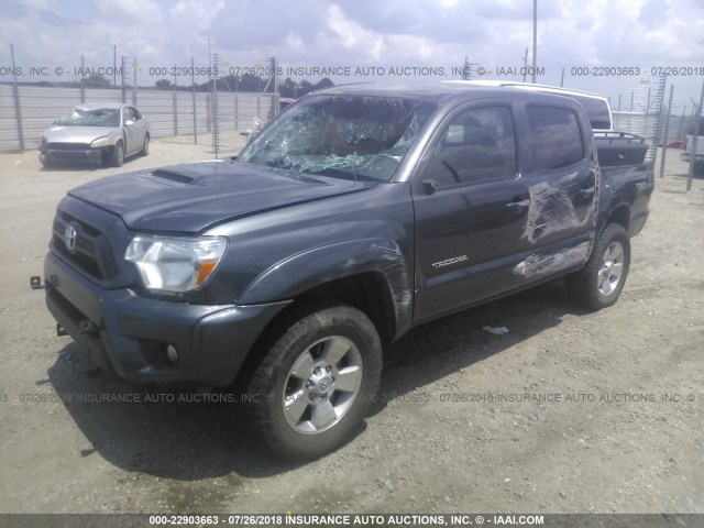 3TMJU4GN2FM175387 - 2015 TOYOTA TACOMA DOUBLE CAB PRERUNNER GRAY photo 2