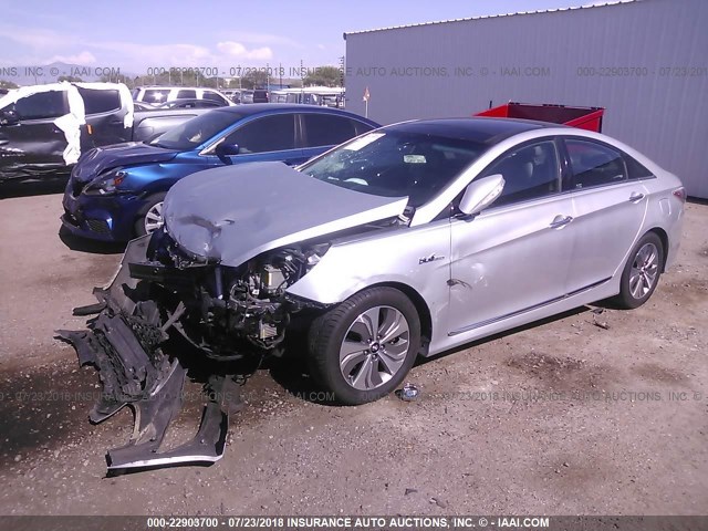 KMHEC4A49DA084367 - 2013 HYUNDAI SONATA HYBRID SILVER photo 2