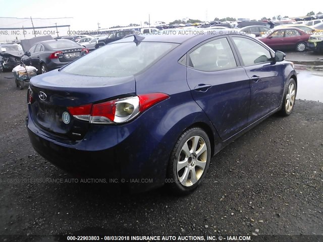 5NPDH4AE2BH038119 - 2011 HYUNDAI ELANTRA GLS/LIMITED BLUE photo 4