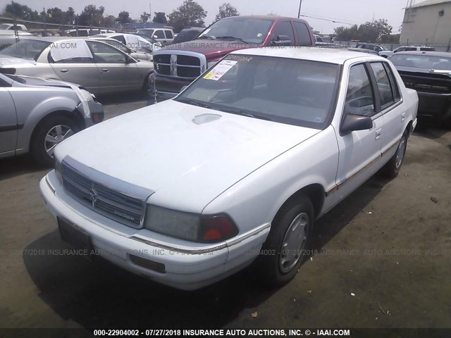 1B3XA46K4MF661272 - 1991 DODGE SPIRIT WHITE photo 2