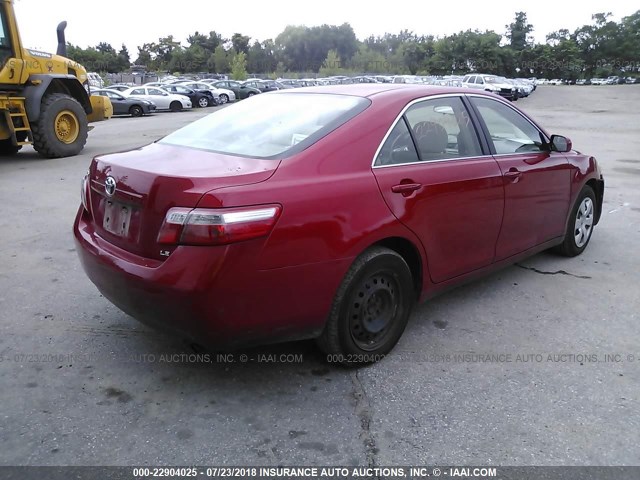 4T1BE46K47U059366 - 2007 TOYOTA CAMRY NEW GENERAT CE/LE/XLE/SE RED photo 4