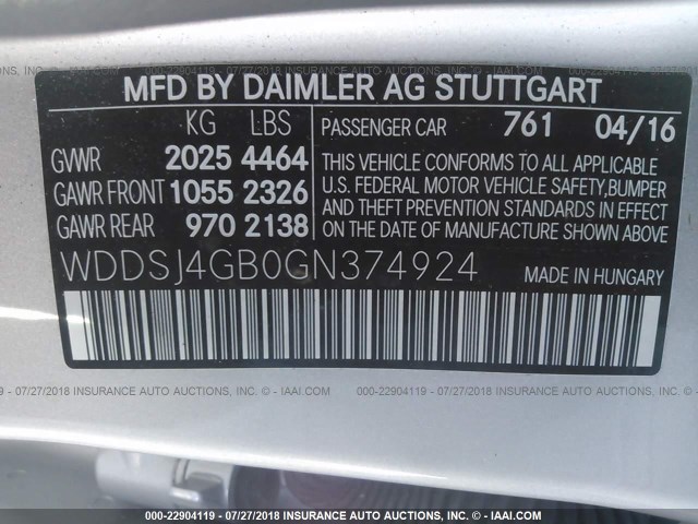 WDDSJ4GB0GN374924 - 2016 MERCEDES-BENZ CLA 250 4MATIC SILVER photo 9