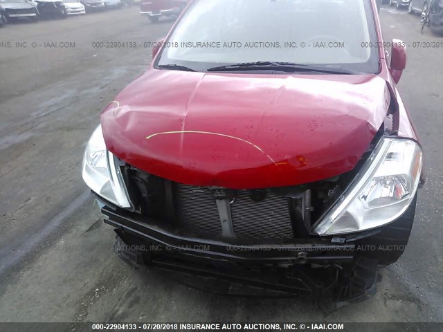 3N1BC1CP4AL380661 - 2010 NISSAN VERSA S/SL RED photo 6