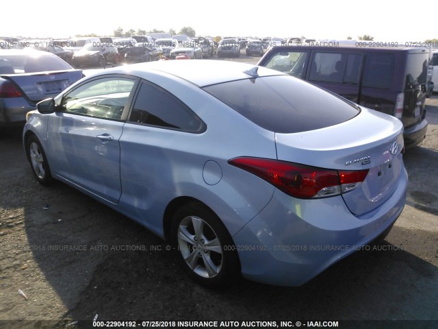 KMHDH6AE3DU003265 - 2013 HYUNDAI ELANTRA COUPE GS/SE Light Blue photo 3