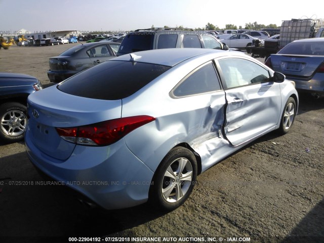 KMHDH6AE3DU003265 - 2013 HYUNDAI ELANTRA COUPE GS/SE Light Blue photo 4