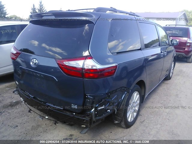 5TDDK3DC9FS124128 - 2015 TOYOTA SIENNA XLE/LIMITED BLUE photo 4