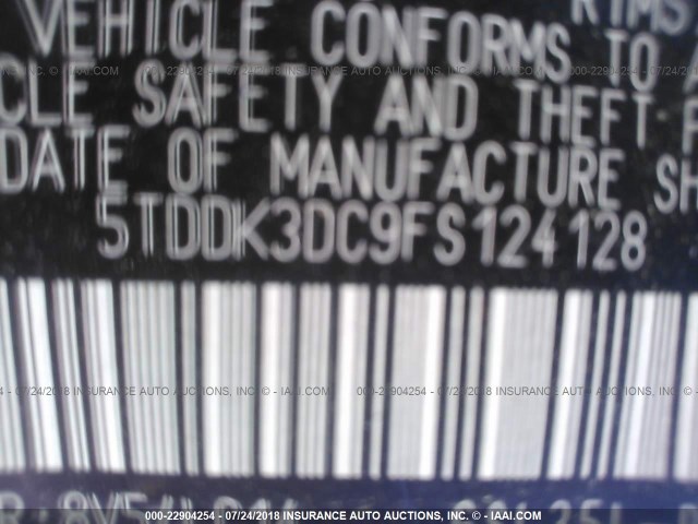 5TDDK3DC9FS124128 - 2015 TOYOTA SIENNA XLE/LIMITED BLUE photo 9