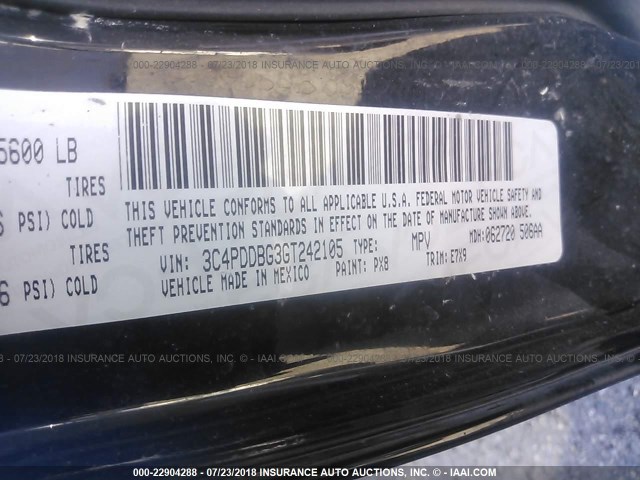 3C4PDDBG3GT242105 - 2016 DODGE JOURNEY SXT 黑色 照片 9