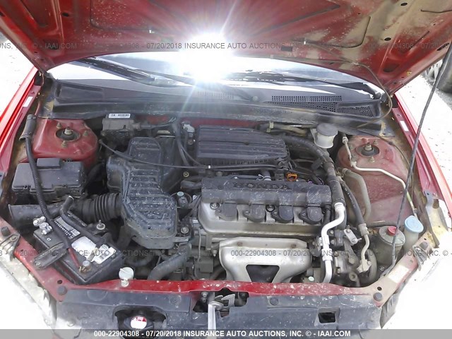 1HGEM22535L060702 - 2005 HONDA CIVIC LX RED photo 10