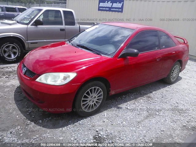 1HGEM22535L060702 - 2005 HONDA CIVIC LX RED photo 2