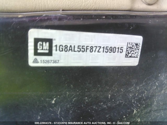 1G8AL55F87Z159015 - 2007 SATURN ION LEVEL 3 MAROON photo 9