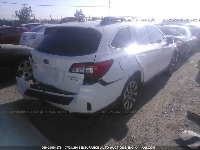 4S4BSANC7H3377992 - 2017 SUBARU OUTBACK 2.5I LIMITED WHITE photo 4