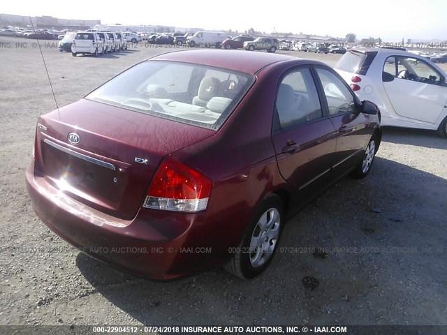 KNAFE222595664104 - 2009 KIA SPECTRA EX/LX/SX BURGUNDY photo 4