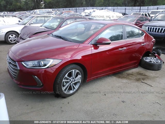 5NPD84LF2HH070034 - 2017 HYUNDAI ELANTRA SE/VALUE/LIMITED RED photo 2