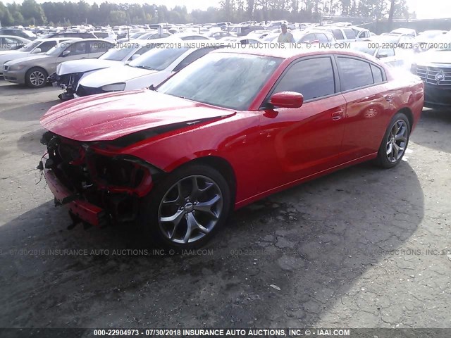 2C3CDXHG7GH251491 - 2016 DODGE CHARGER SXT RED photo 2