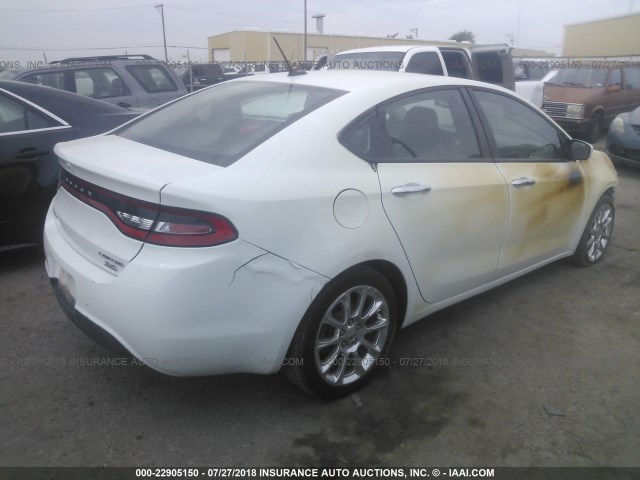 1C3CDFCB8ED833129 - 2014 DODGE DART LIMITED WHITE photo 4