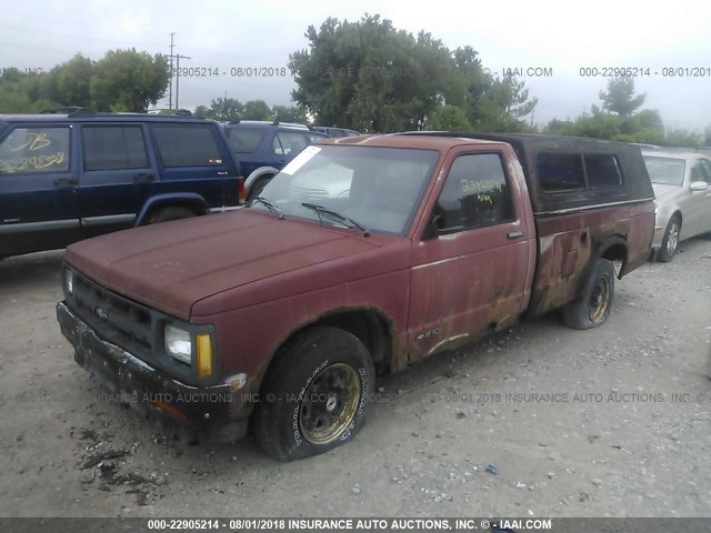 1GCCS14R7M2183350 - 1991 CHEVROLET S TRUCK S10 MAROON photo 2