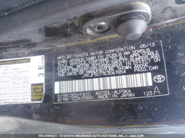 JTKJF5C77E3067654 - 2014 TOYOTA SCION TC 黑色 照片 9