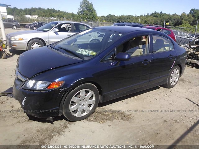 2HGFA16516H523985 - 2006 HONDA CIVIC LX Dark Blue photo 2