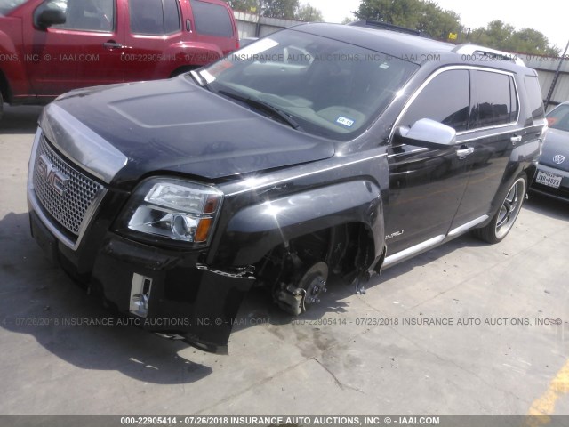 2GKALUEKXF6181366 - 2015 GMC TERRAIN DENALI BLACK photo 2