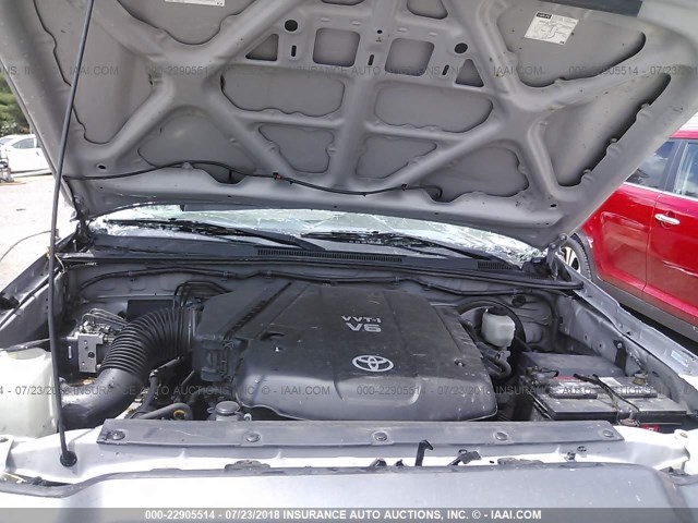 5TELU42N58Z495549 - 2008 TOYOTA TACOMA DOUBLE CAB ვერცხლისფერი ფოტო 10