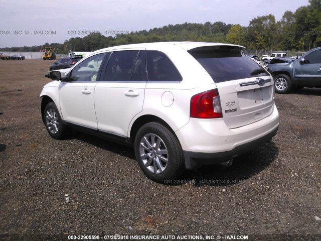 2FMDK3KC0BBA77274 - 2011 FORD EDGE LIMITED WHITE photo 3