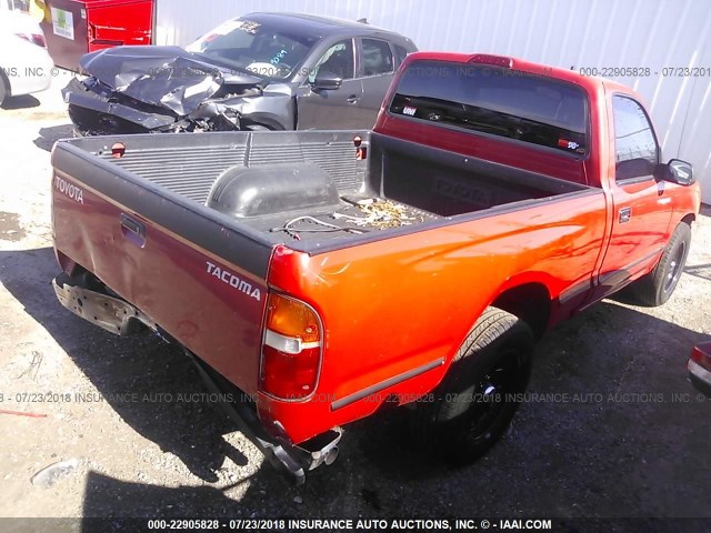 4TANL42N6YZ593430 - 2000 TOYOTA TACOMA RED photo 4