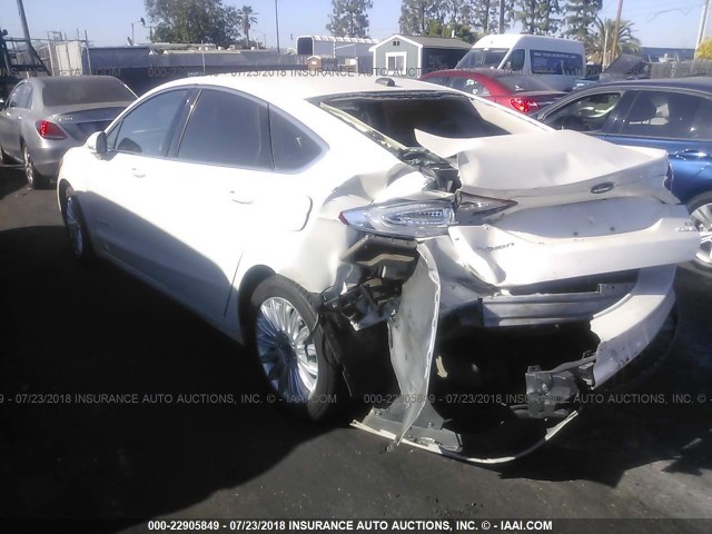 3FA6P0LU0DR219444 - 2013 FORD FUSION SE HYBRID WHITE photo 3