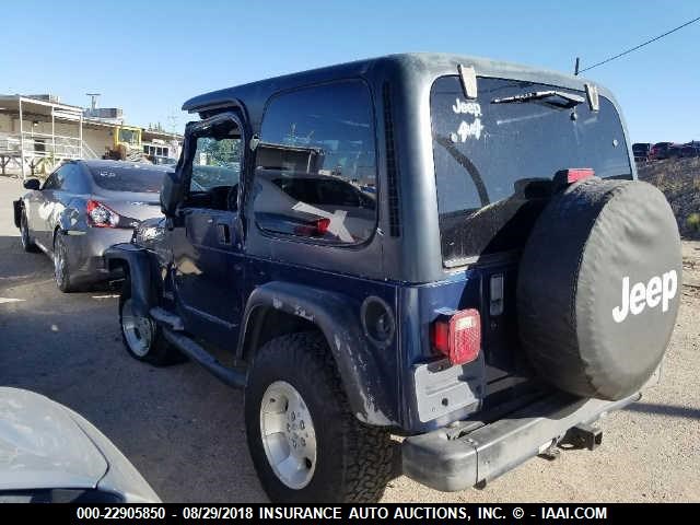 1J4FA49S01P336804 - 2001 JEEP WRANGLER / TJ SPORT BLUE photo 3