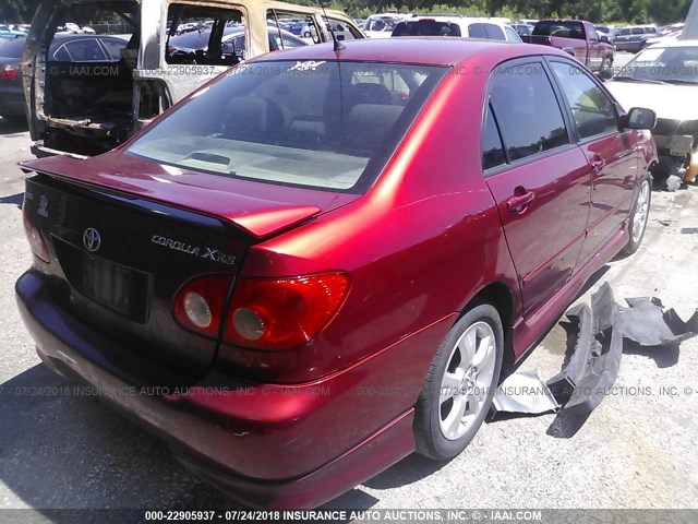 2T1BY30EX5C362025 - 2005 TOYOTA COROLLA XRS RED photo 4