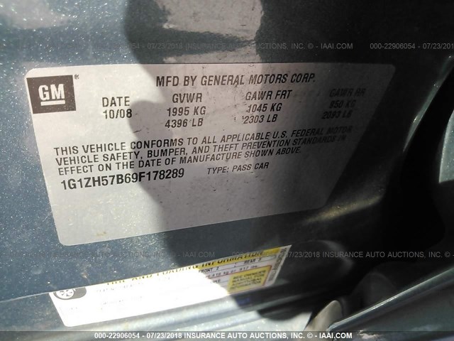 1G1ZH57B69F178289 - 2009 CHEVROLET MALIBU 1LT 绿色 照片 9