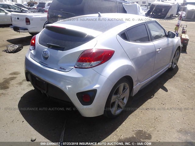 KMHTC6AE8EU182429 - 2014 HYUNDAI VELOSTER TURBO SILVER photo 4