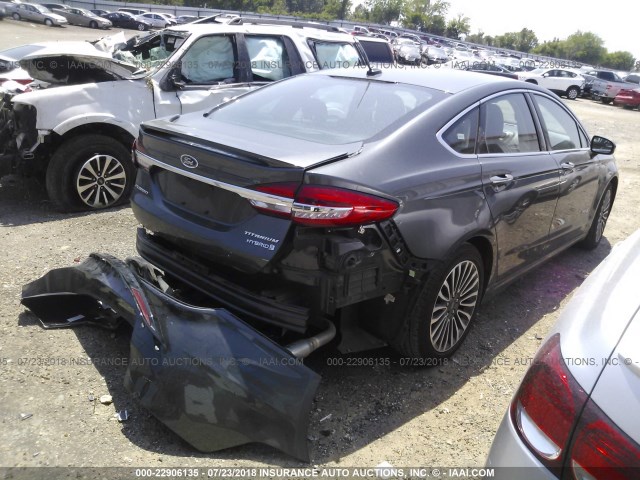 3FA6P0RU9JR151454 - 2018 FORD FUSION TITANIUM/PLATINUM HEV GRAY photo 4